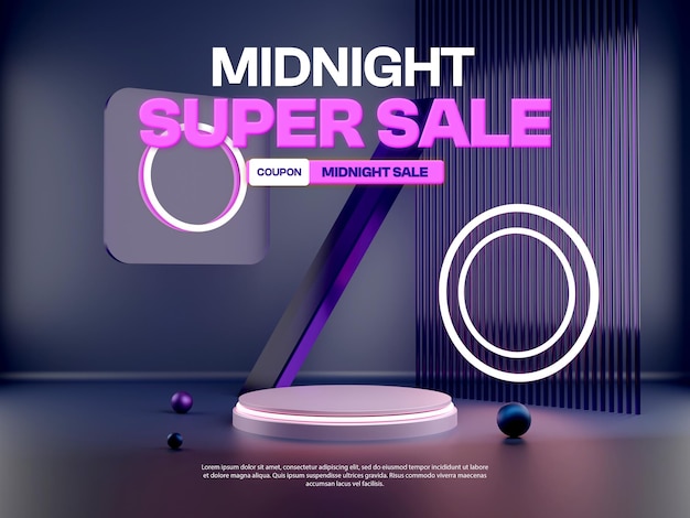 Black friday Creative concept 3d neon light discount podium product display social media instagram post template