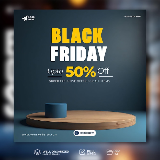 Black friday discount flyer social media post template