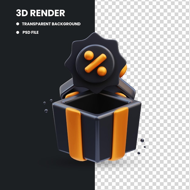 Black Friday discount gift 3d illustration 3d rendering