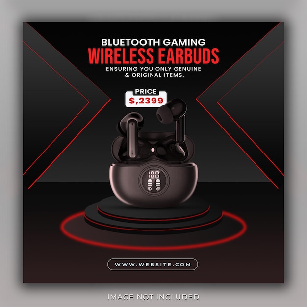 Black Friday dual earbuds super sale social media template