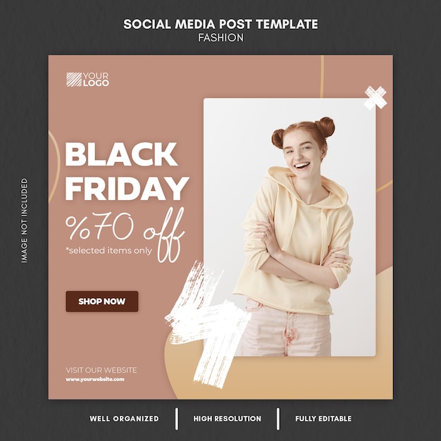 Black friday fashion social media post template