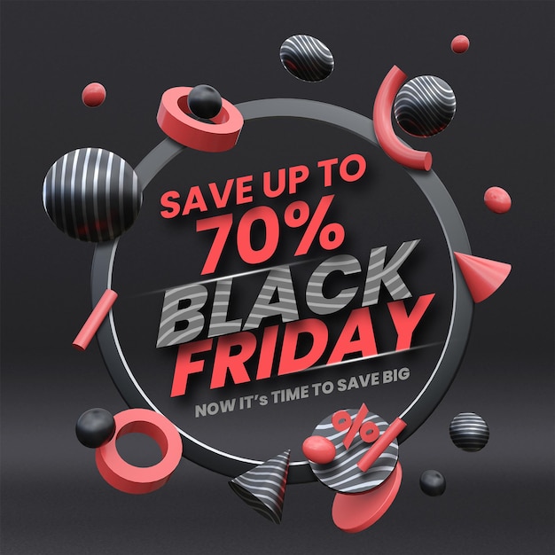 Black friday flash sale social media template design