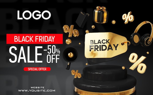 Black friday gold procent red and black sale