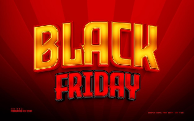 Black Friday golden and red editable premium psd text effect