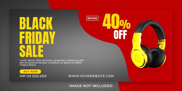 PSD black friday headphone sale facebook cover post design