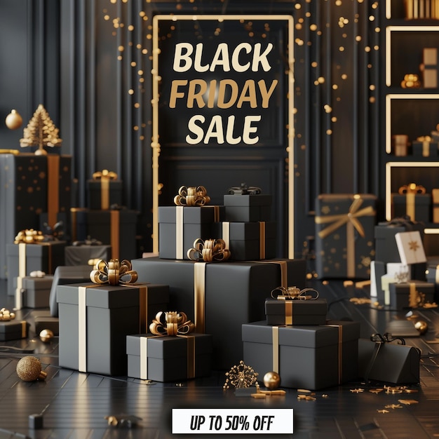 Black friday holiday sale offer Package with gift box