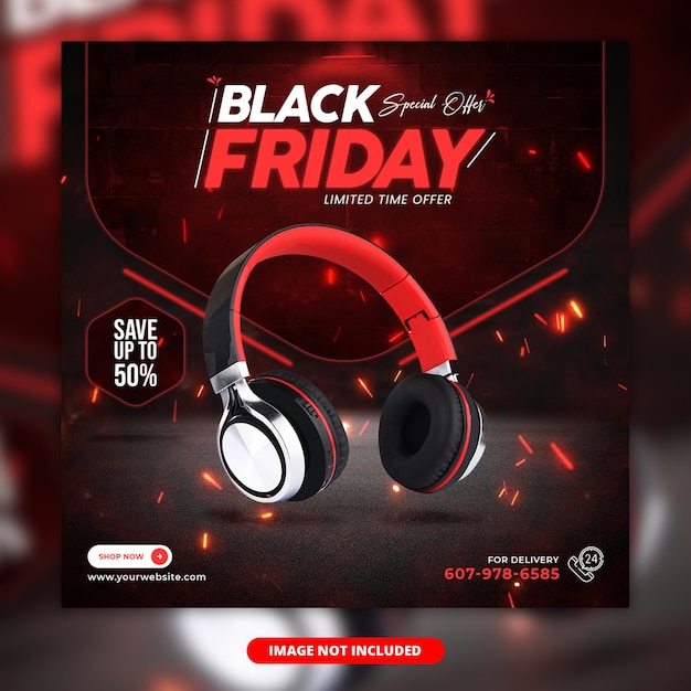 Black friday instagram post or square web banner template