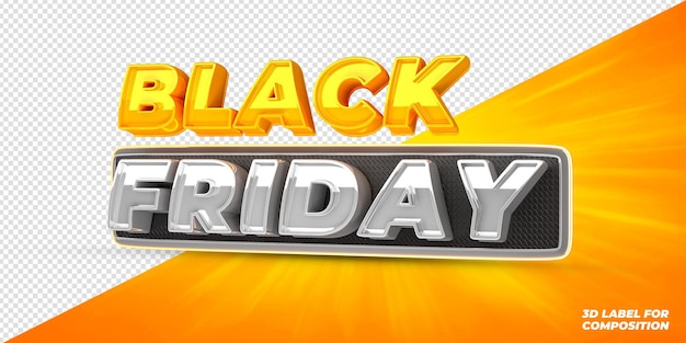 black friday label 3d render for composition