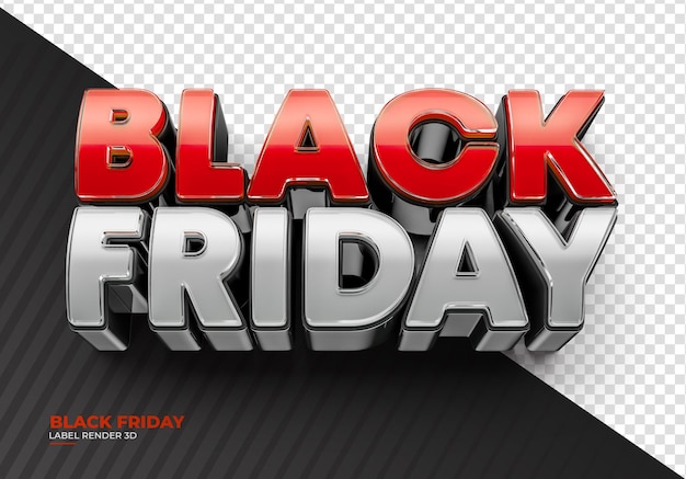 Black friday label in realistic 3d render with transparent background