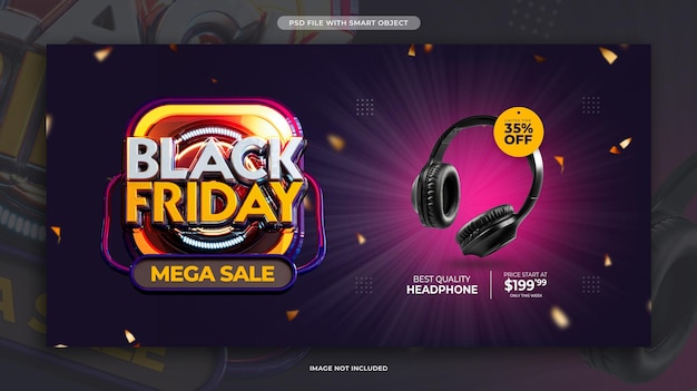 Black Friday Mega Sale Social Media Banner Design Template