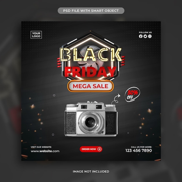 Black Friday Mega Sale Social Media Post Template