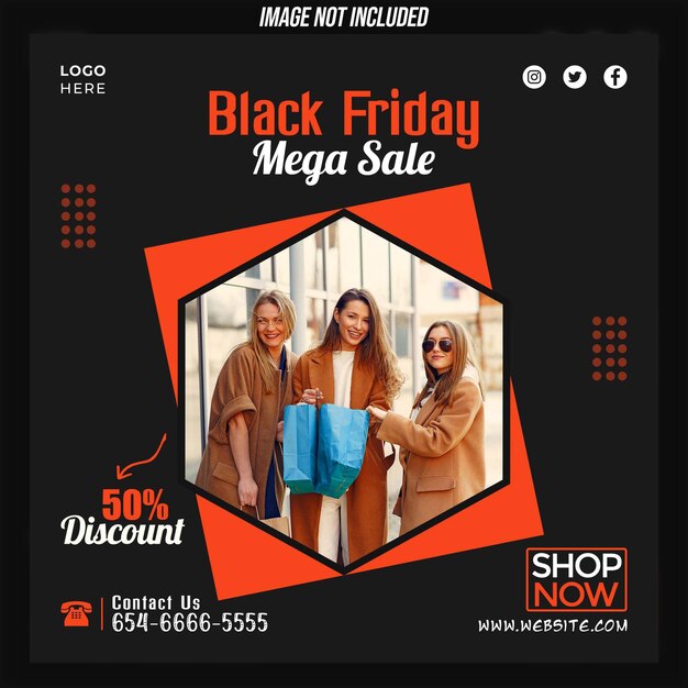 Black Friday Mega Sale Social Media Promotion And Banner Post Design Template