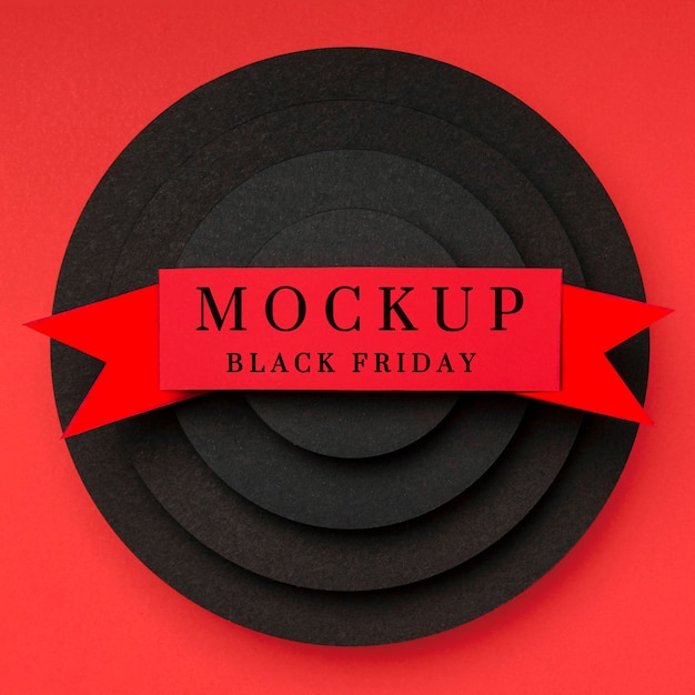 Black friday mock-up layers and ribbon