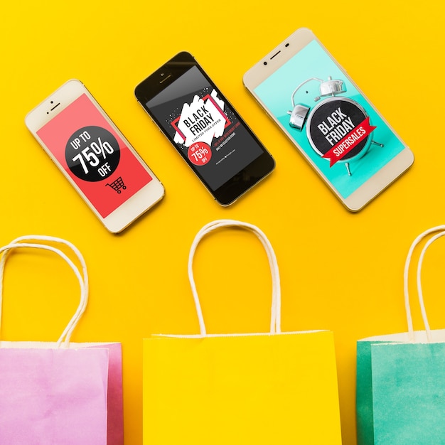 Black friday mockup with smartphone