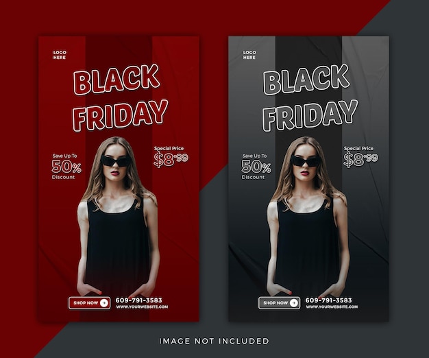 black friday modern fashion instagram stories template set design