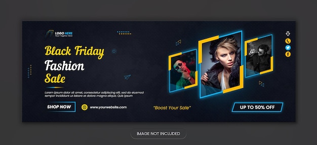 Black friday new fashion sale social media facebook cover design and new web banner design template