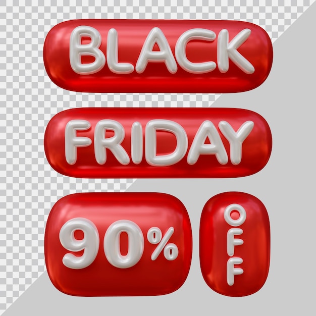 Black friday offer with 90 percent off in 3d modern style