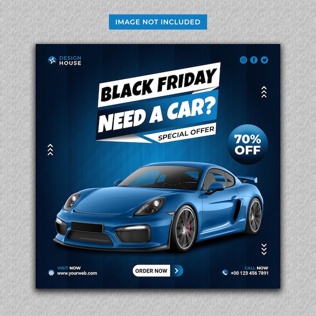 Black friday rent car sale social media banner and instagram post template