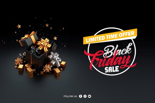 Black Friday sale banner design with Limited offer