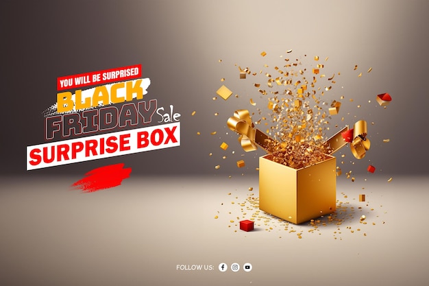 Black Friday sale banner design with Surprise Box