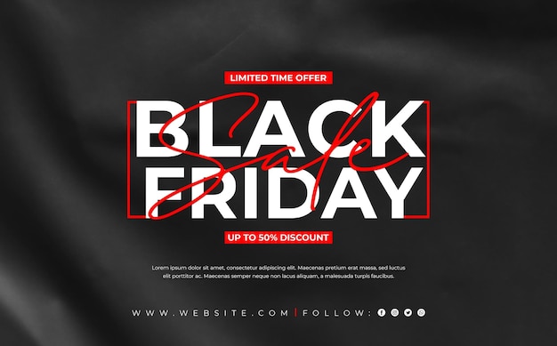 Black Friday sale banner with red and black with texture background