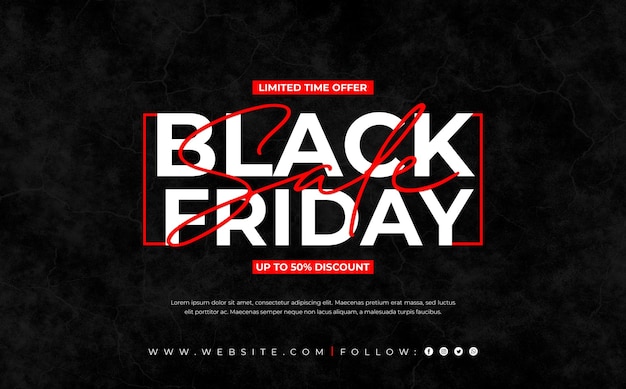 Black Friday sale banner with red and black with texture background