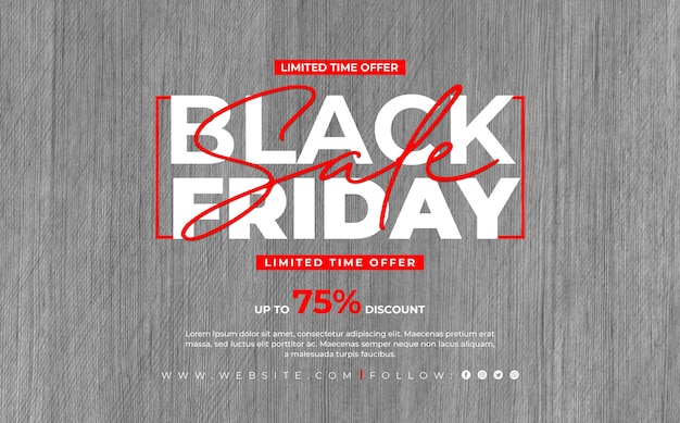 Black Friday sale banner with red and white with texture background