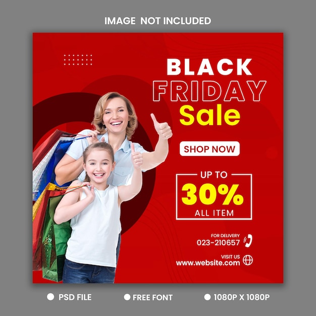 Black Friday Sale Offer Social Media Instagram Post Template Design