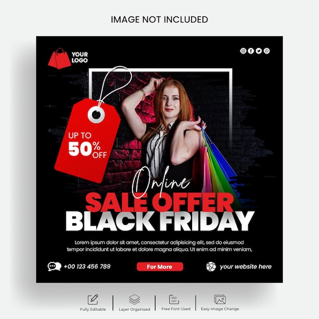 Black friday sale social media post banner and Instagram post template design