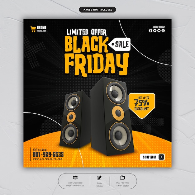 Black friday sale social media post banner template