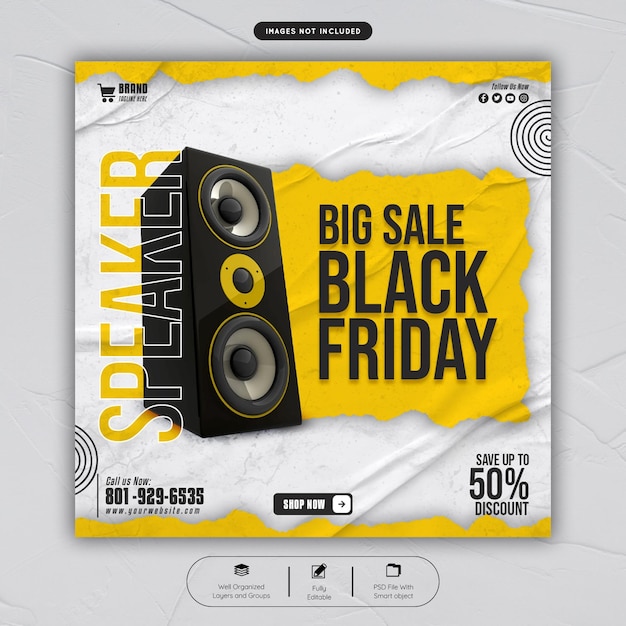 Black friday sale social media post banner template