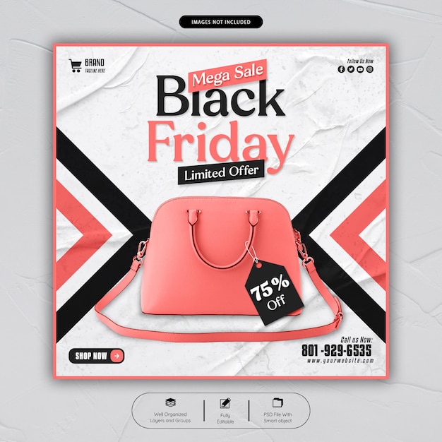 Black friday sale social media post banner template