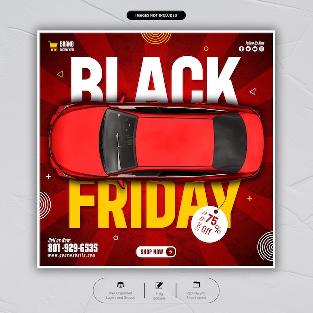 Black friday sale social media post banner template