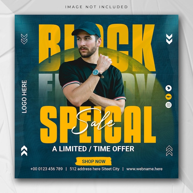 Black friday sale social media post fashion sale instagram post and web banner template