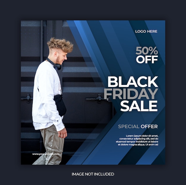 Black friday sale social media post template or square flyer