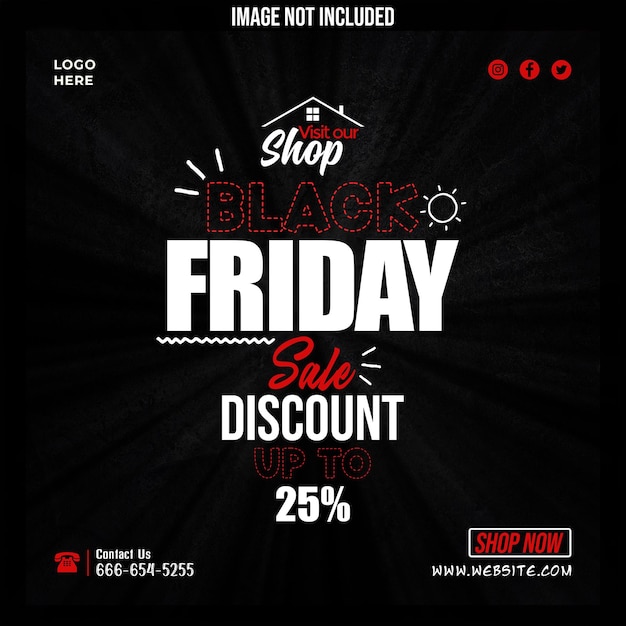 Black Friday Sale Social Media Promotion And Banner Post Design Template