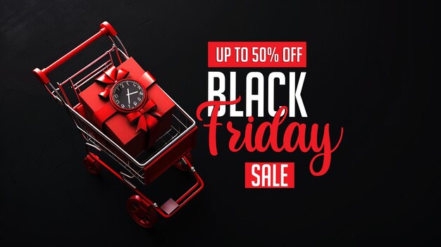 PSD black friday sales background with a shopping cart