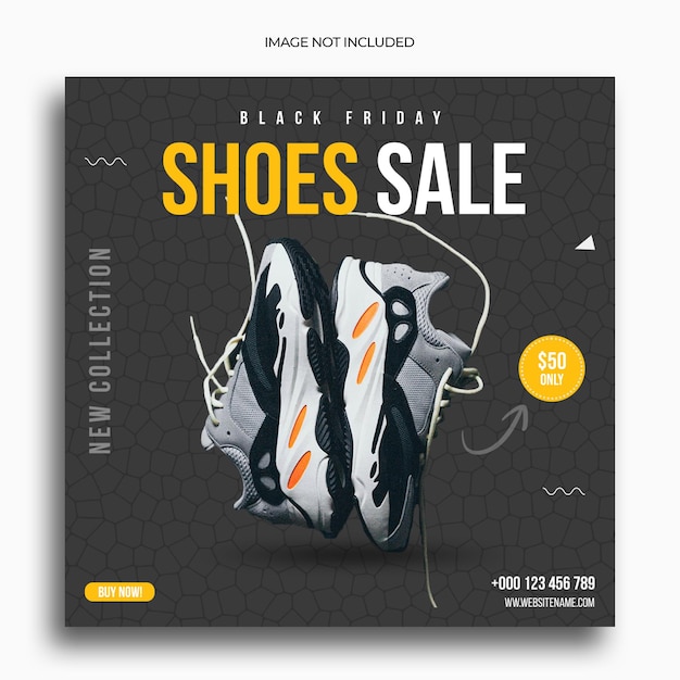 PSD black friday shoes sale social media post instagram post banner template