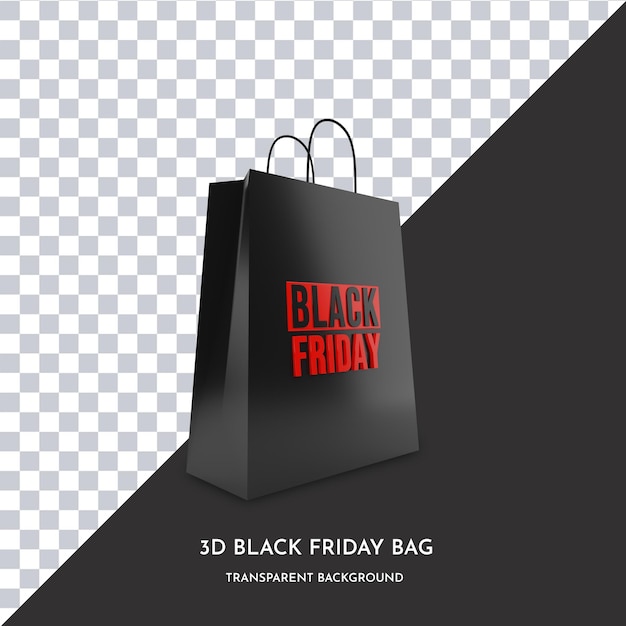 Black Friday shopping bag 3d style render