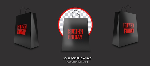 Black Friday shopping bags 3d style render