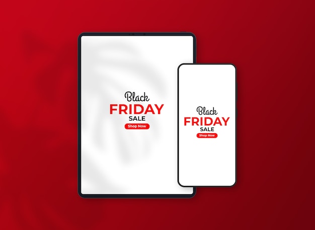 Black friday smartphone and tablet mockup