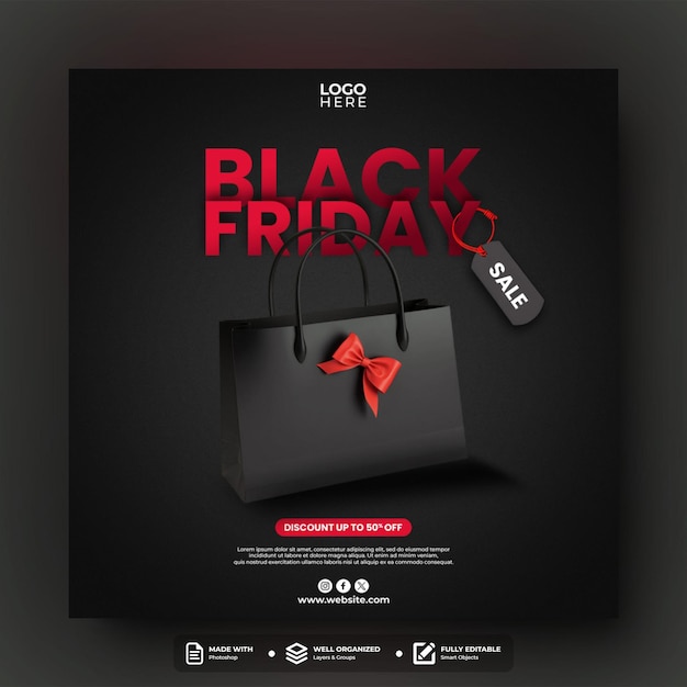 PSD black friday social media post template design