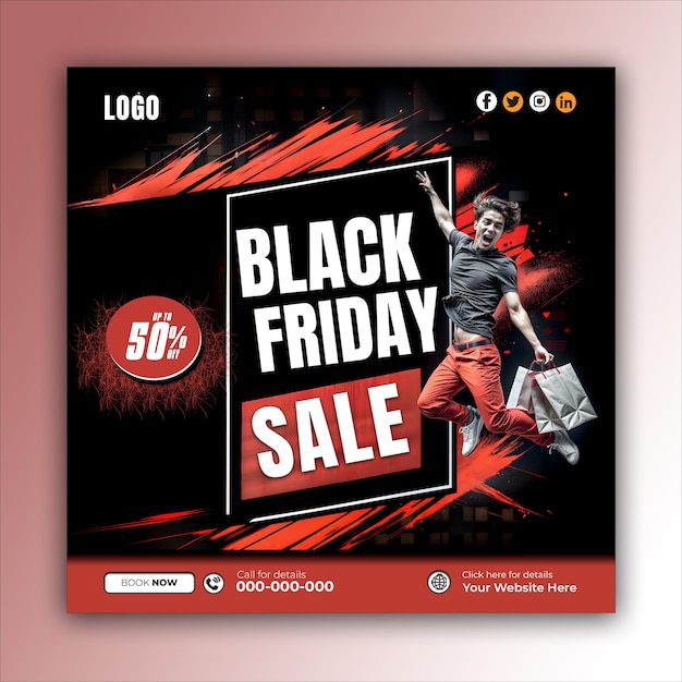 Black Friday social media posts and web banner square design templates ai generated