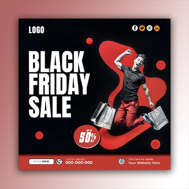 PSD black friday social media posts and web banner square design templates ai generated