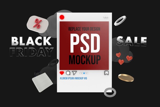 PSD black friday social media square mockup design