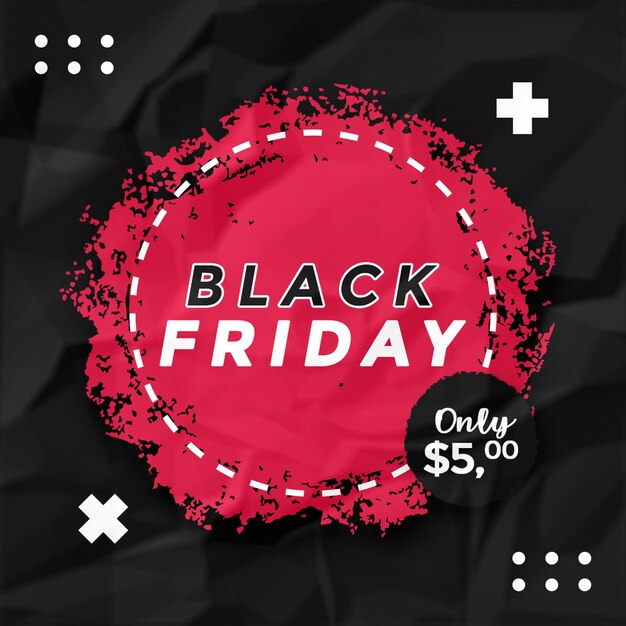 Black friday square post social media design template feed