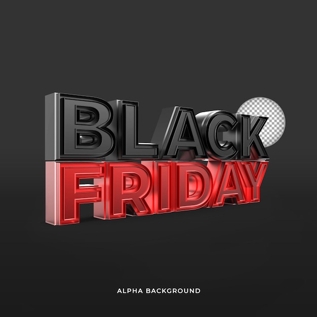 Black Friday Super Sale 3D Text Mockup with Alpha Background