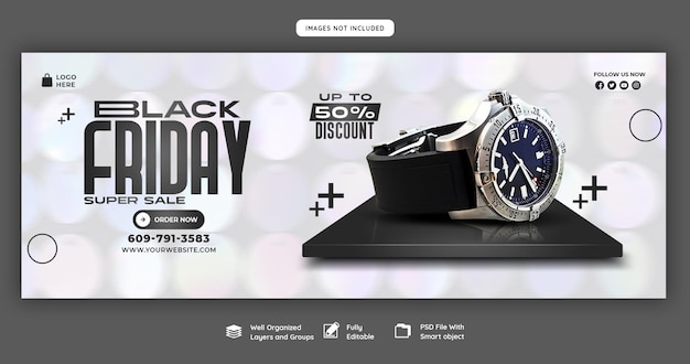 PSD black friday super sale facebook cover template