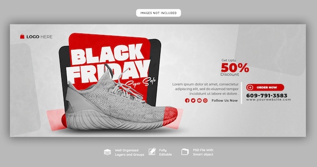 PSD black friday super sale facebook cover template