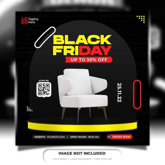 Black friday super sale social media banner instagram post template